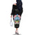 Guam Chamorro Family Matching Off The Shoulder Long Sleeve Dress and Hawaiian Shirt Tribal Latte Stone With Dolphins Black