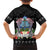 Guam Chamorro Family Matching Short Sleeve Bodycon Dress and Hawaiian Shirt Tribal Latte Stone With Dolphins Black