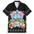 Guam Chamorro Family Matching Short Sleeve Bodycon Dress and Hawaiian Shirt Tribal Latte Stone With Dolphins Black