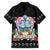Guam Chamorro Family Matching Short Sleeve Bodycon Dress and Hawaiian Shirt Tribal Latte Stone With Dolphins Black
