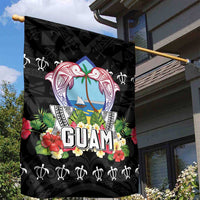 Guam Chamorro Garden Flag Tribal Latte Stone With Dolphins Black