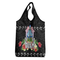 Guam Chamorro Grocery Bag Tribal Latte Stone With Dolphins Black