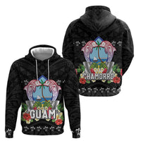 Guam Chamorro Hoodie Tribal Latte Stone With Dolphins Black