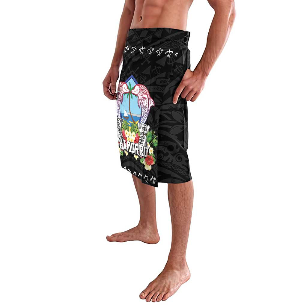 Guam Chamorro Lavalava Tribal Latte Stone With Dolphins Black