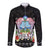 Guam Chamorro Long Sleeve Button Shirt Tribal Latte Stone With Dolphins Black
