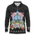 Guam Chamorro Long Sleeve Polo Shirt Tribal Latte Stone With Dolphins Black