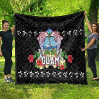 Guam Chamorro Quilt Tribal Latte Stone With Dolphins Black