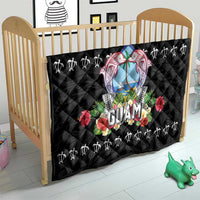 Guam Chamorro Quilt Tribal Latte Stone With Dolphins Black