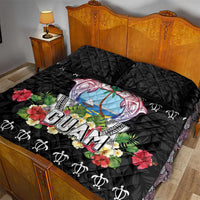 Guam Chamorro Quilt Bed Set Tribal Latte Stone With Dolphins Black