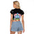 Guam Chamorro Raglan Cropped T Shirt Tribal Latte Stone With Dolphins Black