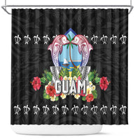 Guam Chamorro Shower Curtain Tribal Latte Stone With Dolphins Black