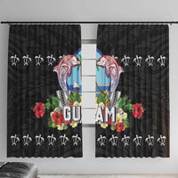 Guam Chamorro Window Curtain Tribal Latte Stone With Dolphins Black