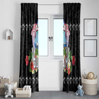 Guam Chamorro Window Curtain Tribal Latte Stone With Dolphins Black