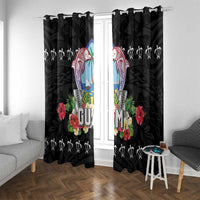 Guam Chamorro Window Curtain Tribal Latte Stone With Dolphins Black