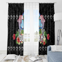 Guam Chamorro Window Curtain Tribal Latte Stone With Dolphins Black