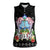 Guam Chamorro Women Sleeveless Polo Shirt Tribal Latte Stone With Dolphins Black