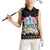 Guam Chamorro Women Sleeveless Polo Shirt Tribal Latte Stone With Dolphins Black