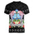 Guam Chamorro Women V-Neck T-Shirt Tribal Latte Stone With Dolphins Black