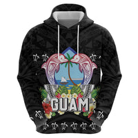 Guam Chamorro Zip Hoodie Tribal Latte Stone With Dolphins Black