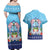 Guam Chamorro Couples Matching Off Shoulder Maxi Dress and Hawaiian Shirt Tribal Latte Stone With Dolphins Blue
