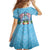 Guam Chamorro Family Matching Long Sleeve Bodycon Dress and Hawaiian Shirt Tribal Latte Stone With Dolphins Blue