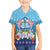 Guam Chamorro Family Matching Short Sleeve Bodycon Dress and Hawaiian Shirt Tribal Latte Stone With Dolphins Blue