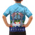 Guam Chamorro Family Matching Summer Maxi Dress and Hawaiian Shirt Tribal Latte Stone With Dolphins Blue