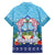 Guam Chamorro Family Matching Summer Maxi Dress and Hawaiian Shirt Tribal Latte Stone With Dolphins Blue