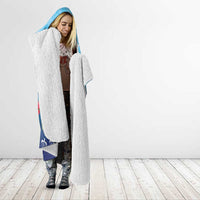 Guam Chamorro Hooded Blanket Tribal Latte Stone With Dolphins Blue