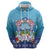Guam Chamorro Hoodie Tribal Latte Stone With Dolphins Blue