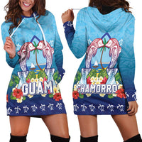 Guam Chamorro Hoodie Dress Tribal Latte Stone With Dolphins Blue
