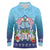Guam Chamorro Long Sleeve Polo Shirt Tribal Latte Stone With Dolphins Blue