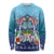 Guam Chamorro Long Sleeve Shirt Tribal Latte Stone With Dolphins Blue