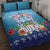 Guam Chamorro Quilt Bed Set Tribal Latte Stone With Dolphins Blue