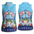 Guam Chamorro Women Sleeveless Polo Shirt Tribal Latte Stone With Dolphins Blue
