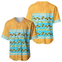 Hawaii Humuhumu Fish Maile Pikake Lei Baseball Jersey Tribal Tapa Orange Version