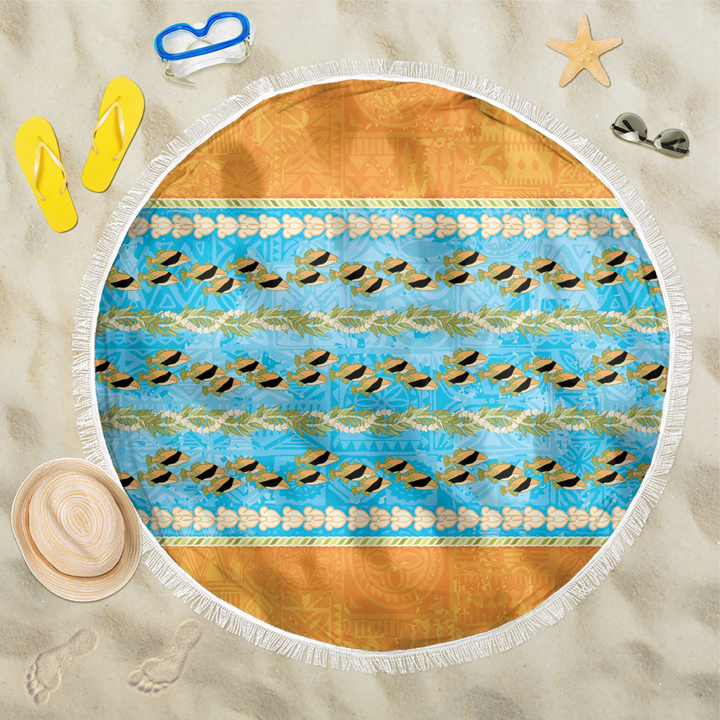 Hawaii Humuhumu Fish Maile Pikake Lei Beach Blanket Tribal Tapa Orange Version LT05 One Size 150cm Orange - Polynesian Pride