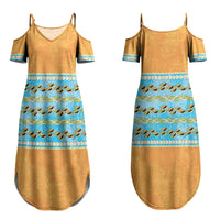 Hawaii Humuhumu Fish Maile Pikake Lei Couples Matching Summer Maxi Dress and Hawaiian Shirt Tribal Tapa Orange Version