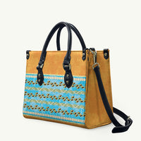 Hawaii Humuhumu Fish Maile Pikake Lei Leather Bag Tribal Tapa Orange Version