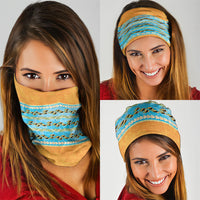 Hawaii Humuhumu Fish Maile Pikake Lei Neck Gaiter Tribal Tapa Orange Version