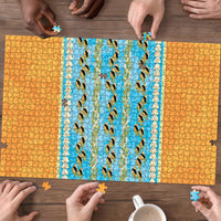 Hawaii Humuhumu Fish Maile Pikake Lei Puzzle Tribal Tapa Orange Version
