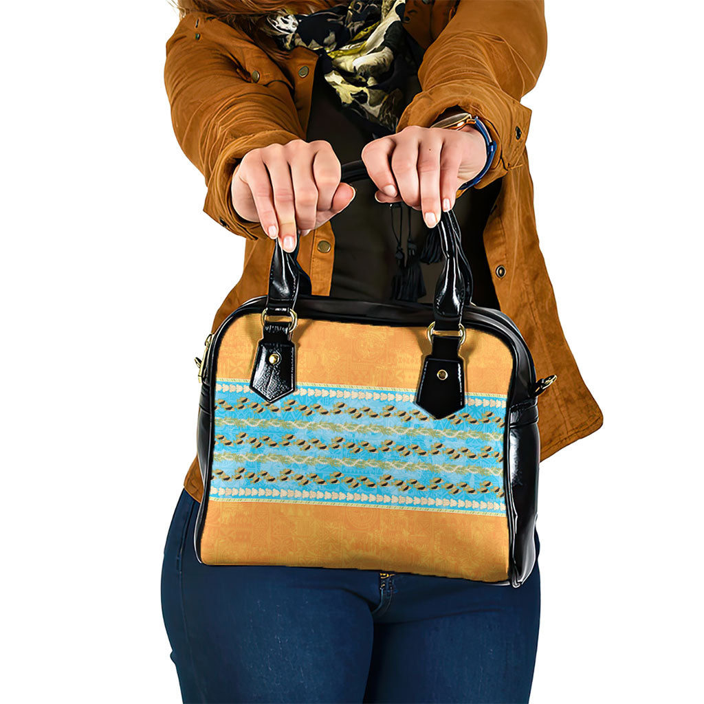 Hawaii Humuhumu Fish Maile Pikake Lei Shoulder Handbag Tribal Tapa Orange Version