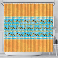 Hawaii Humuhumu Fish Maile Pikake Lei Shower Curtain Tribal Tapa Orange Version