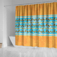 Hawaii Humuhumu Fish Maile Pikake Lei Shower Curtain Tribal Tapa Orange Version