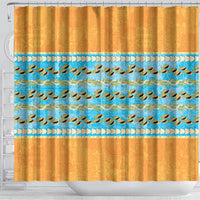 Hawaii Humuhumu Fish Maile Pikake Lei Shower Curtain Tribal Tapa Orange Version