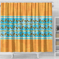 Hawaii Humuhumu Fish Maile Pikake Lei Shower Curtain Tribal Tapa Orange Version