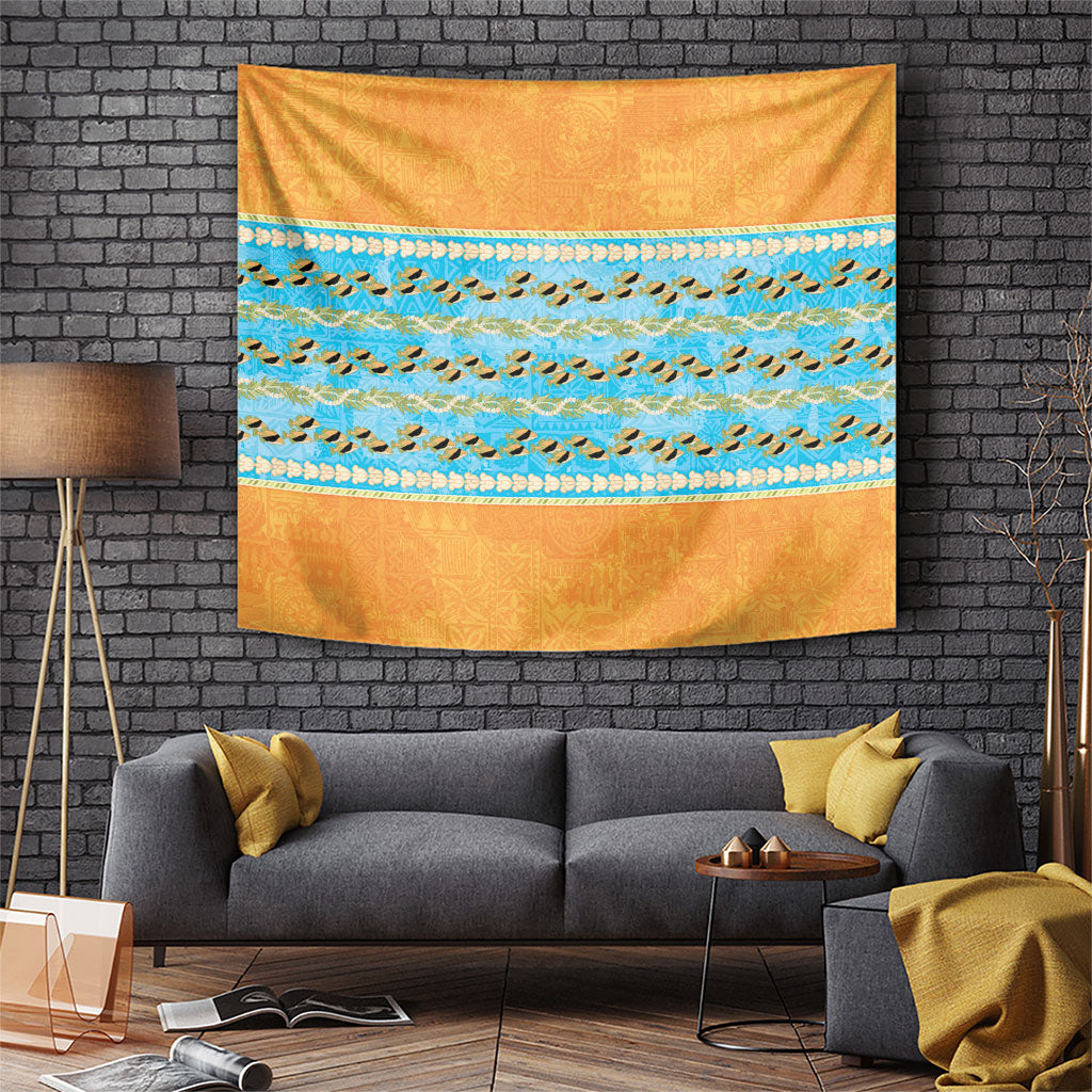 Hawaii Humuhumu Fish Maile Pikake Lei Tapestry Tribal Tapa Orange Version LT05 Orange - Polynesian Pride