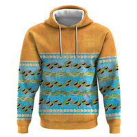 Hawaii Humuhumu Fish Maile Pikake Lei Zip Hoodie Tribal Tapa Orange Version