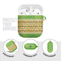 Hawaii Humuhumu Fish Maile Pikake Lei AirPods Case Tribal Tapa Green Version