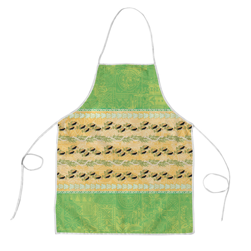 Hawaii Humuhumu Fish Maile Pikake Lei Apron Tribal Tapa Green Version LT05 Green - Polynesian Pride